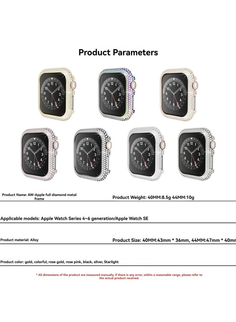 Silver Full Diamond 45mm Suitable For Apple Watch Protective Case Hollow, Tpu Electroplating Anti-Fall - Image 2